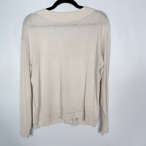 Kain Womens Small S Cream Cut Out Long Sleeve VNeck Knit Modal Stretch Long Top - Picture 2 of 8